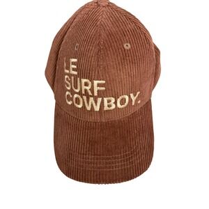Le Surf Cowboy Corduroy Baseball Cap Hat Brown Cotton One Size